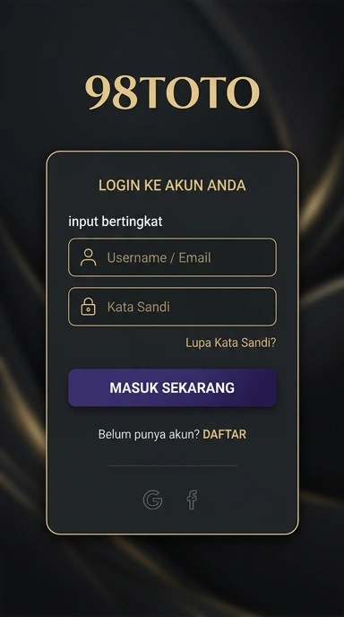Tampilan halaman daftar 98toto
