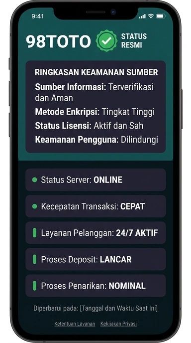 Tampilan kanal resmi 98toto