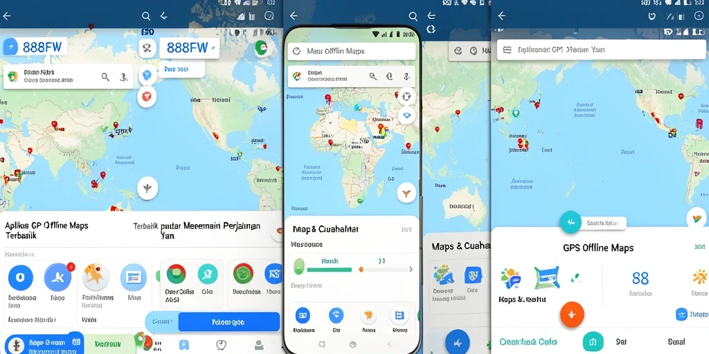Tampilan antarmuka aplikasi GPS Offline Maps 888FW yang ramah pengguna.