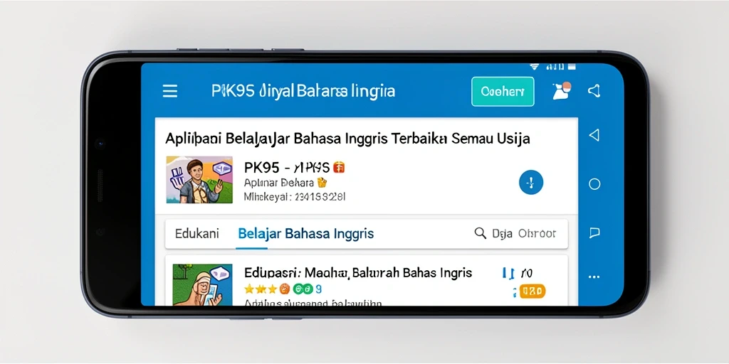 Antarmuka user-friendly aplikasi PK95 untuk belajar bahasa Inggris.